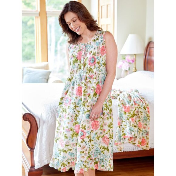 Ella Simone Cotton Floral Knit Nightgown Size 1X - Picture 4 of 10